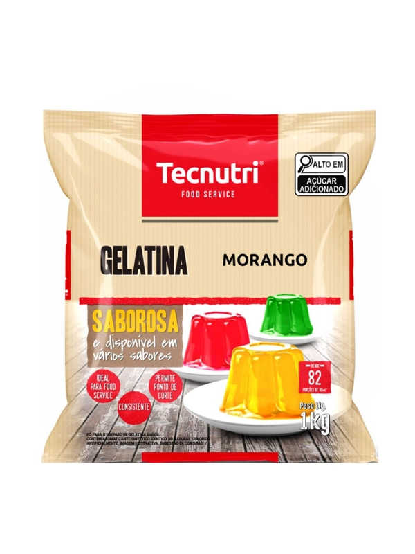 PO P/ GELATINA MORANGO TECNUTRI CX10X1KG